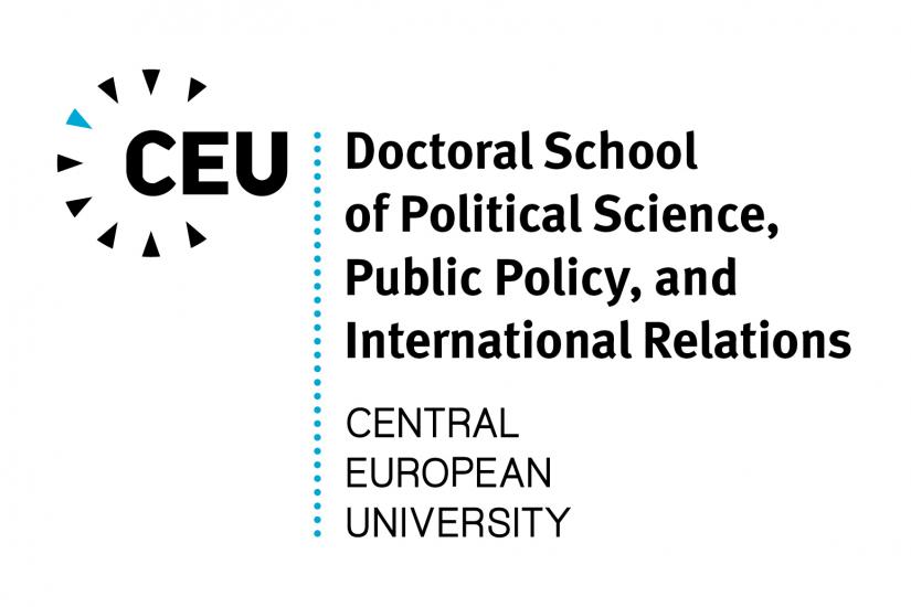 logo of the DSPS with the words CEU, Doctoral School of Political Science, Public Policy and International Relations, Central European University