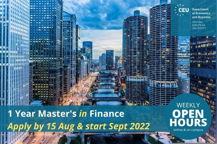 Masters in Finance 1 year degree program at CEU