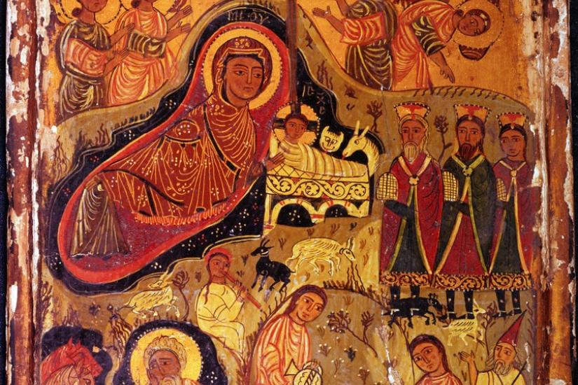 6th century nativity encaustic icon at St Catherine monastary Sinai 